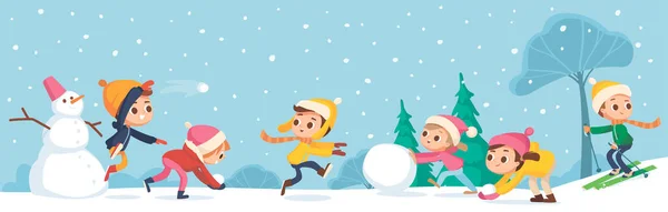depositphotos 425631330 stock illustration children building snowman together and